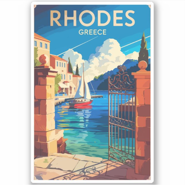 Rhodes Greece Travel Art Vintage (Front)