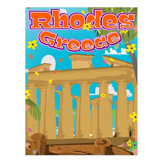 Rhodes Greece Travel poster. Postcard
