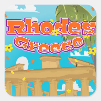 Rhodes Greece Travel poster. Square Sticker