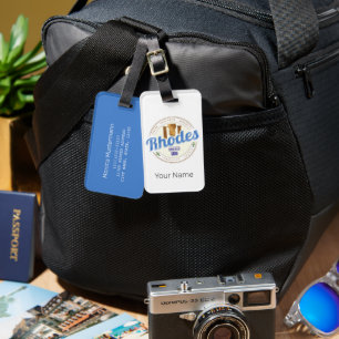 Rhodes Greece Vintage Island Aegean Souvenir Luggage Tag