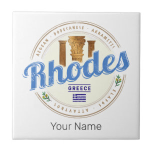 Rhodes Greece Vintage Island Aegean Souvenir Tile