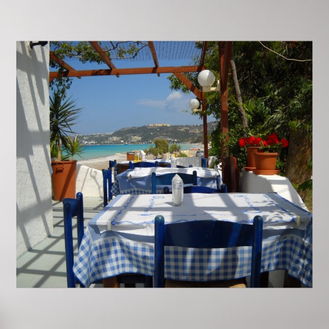 Rhodes Rhodos Island Restaurant Grèce Poster (Devant)