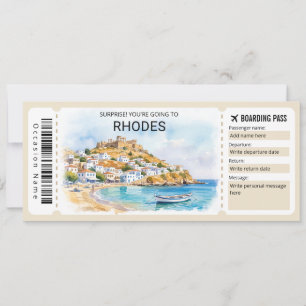 Rhodes Trip Boarding Pass Ticket Invitation