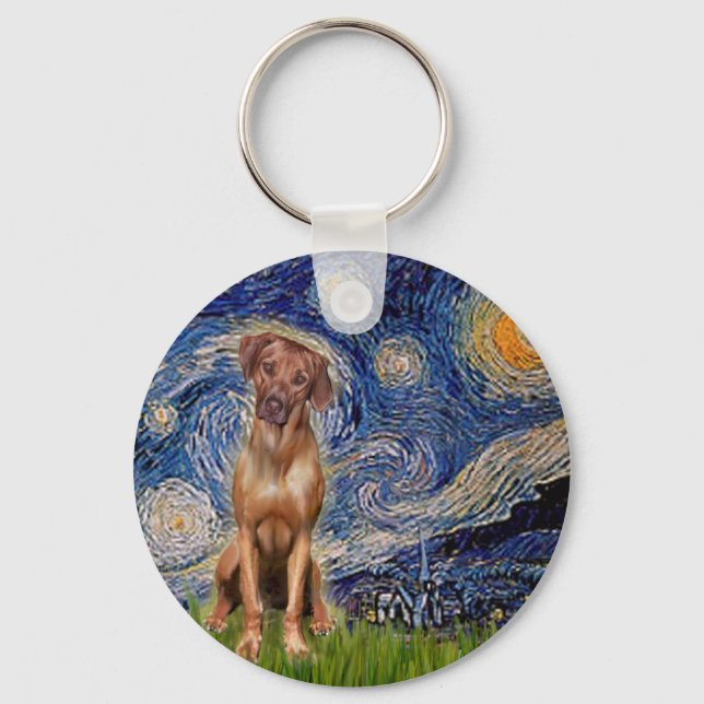 Rhodesian Ridgeback 1 - Starry Night Keychain (Front)