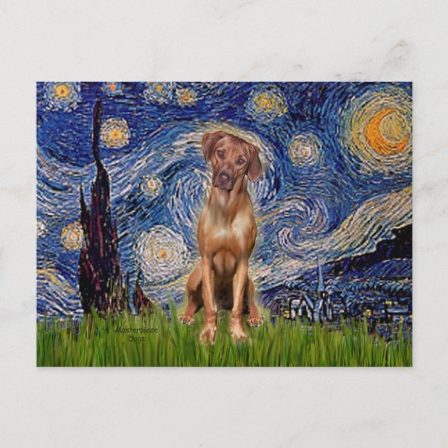Rhodesian Ridgeback 1 - Starry Night Postcard (Front)