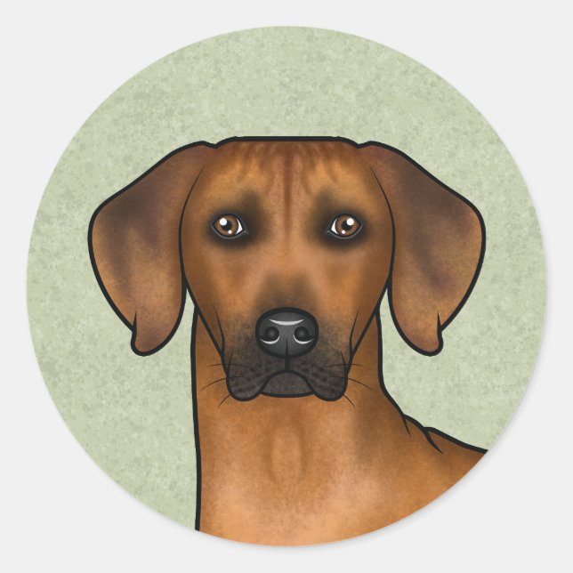 Rhodesian Ridgeback African Lion Dog Head Green Classic Round Sticker (Front)