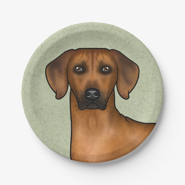 Rhodesian Ridgeback African Lion Dog Head Green Paper Plate (Front)