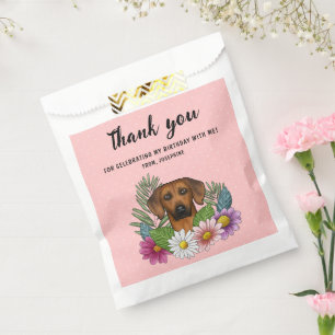 Rhodesian Ridgeback And Flowers Birthday Thank You Favour Bag