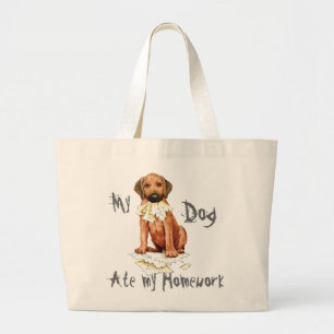 Rhodesian Ridgeback Ate Homework Large Tote Bag