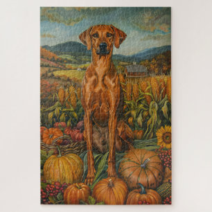 Rhodesian Ridgeback Autumn Harvest Thanksgiving Jigsaw Puzzle