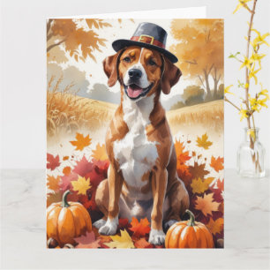 Rhodesian Ridgeback Autumn Leaves Thanksgiving Art Card
