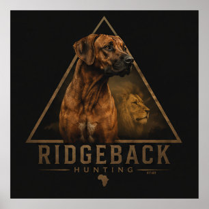 Rhodesian Ridgeback avec Lion Affiche