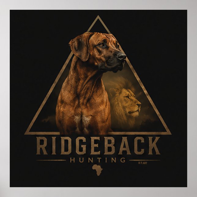 Rhodesian Ridgeback avec Lion    Affiche (Devant)