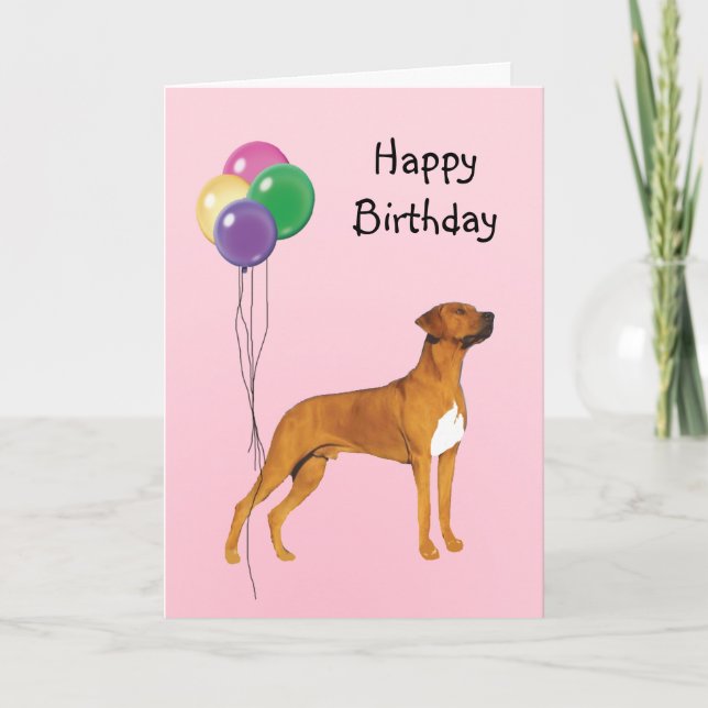 Rhodesian Ridgeback, Birthday Balloons Card (Front)
