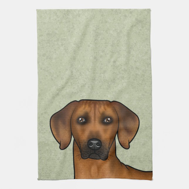 Rhodesian Ridgeback Brown African Lion Dog Head Kitchen Towel (Vertical)
