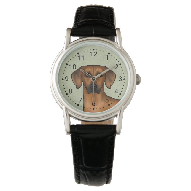 Rhodesian Ridgeback Brown African Lion Dog Head Watch (Front)