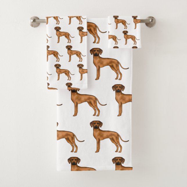 Rhodesian Ridgeback Brown African Lion Dog Pattern Bath Towel Set (Insitu)