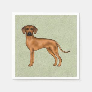 Rhodesian Ridgeback Brown Cartoon Lion Dog Green Napkin