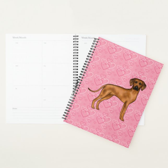 Rhodesian Ridgeback Chien Love Coeur Motif rose (Devant avec enveloppe)