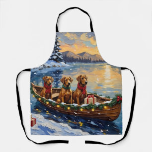 Rhodesian Ridgeback Christmas Boat Holiday Apron
