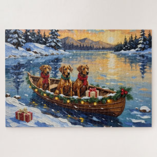 Rhodesian Ridgeback Christmas Boat Holiday Jigsaw Puzzle