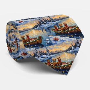 Rhodesian Ridgeback Christmas Boat Holiday Tie