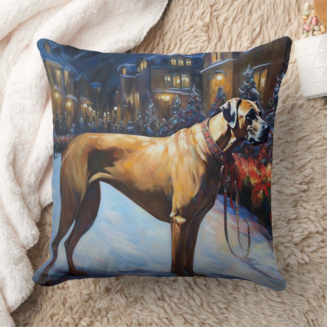 Rhodesian Ridgeback Christmas Festive Season Throw Pillow (Blanket)