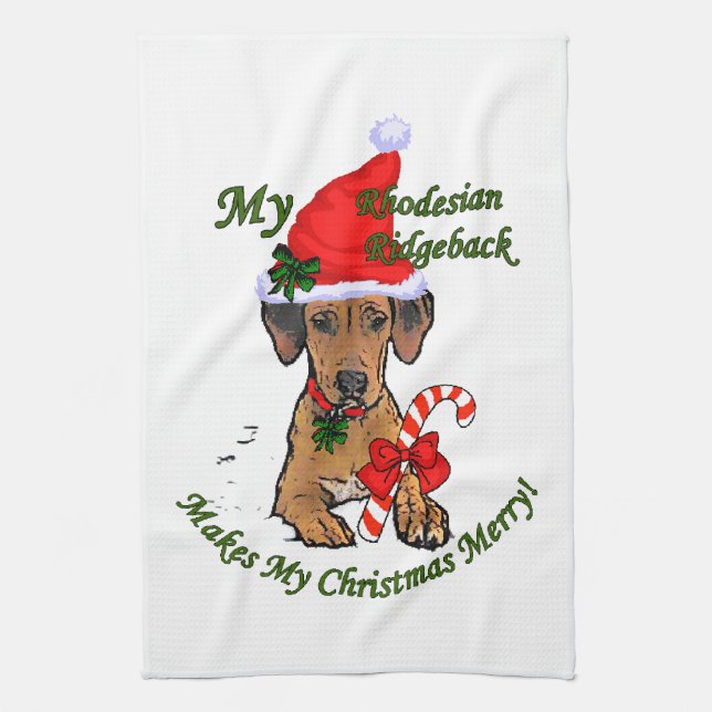 Rhodesian Ridgeback Christmas Kitchen Towel (Vertical)