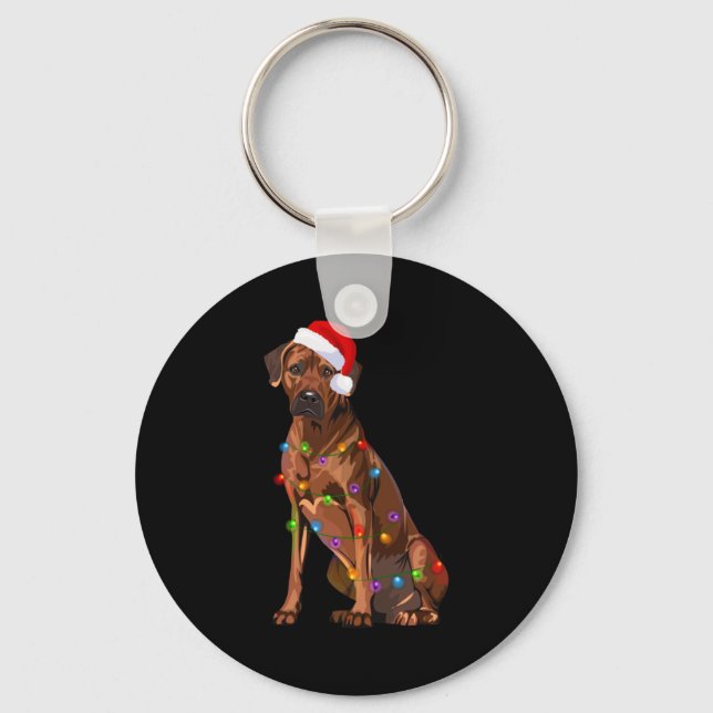 Rhodesian Ridgeback Christmas Lights Xmas Dog Love Keychain (Front)