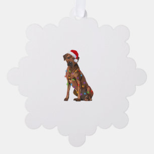 Rhodesian Ridgeback Christmas Lights Xmas Dog Love Ornament Card