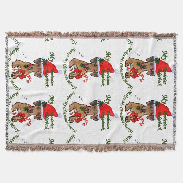 Rhodesian Ridgeback Christmas Throw Blanket (Front)