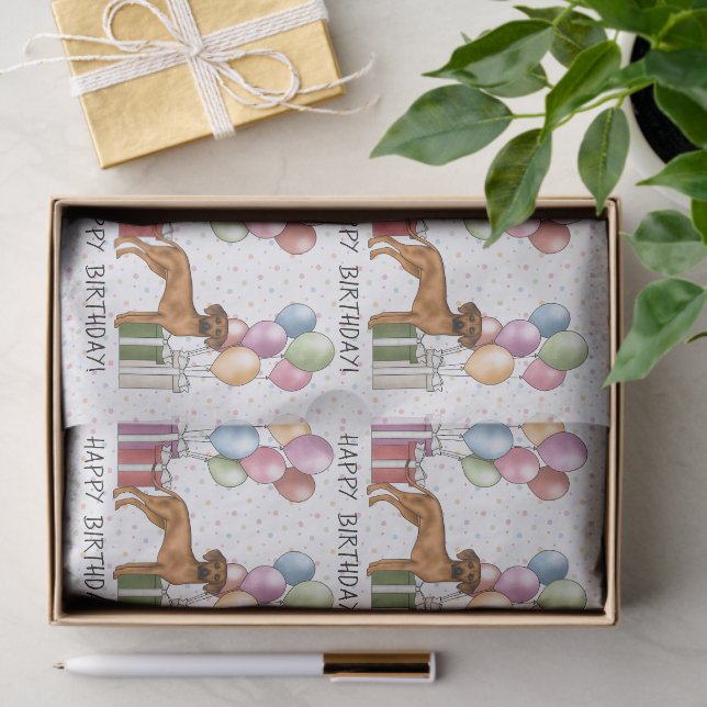 Rhodesian Ridgeback Colourful Pastel Happy Birthda Tissue Paper (Gift)