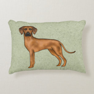 Rhodesian Ridgeback Cute African Lion Dog Green Accent Pillow