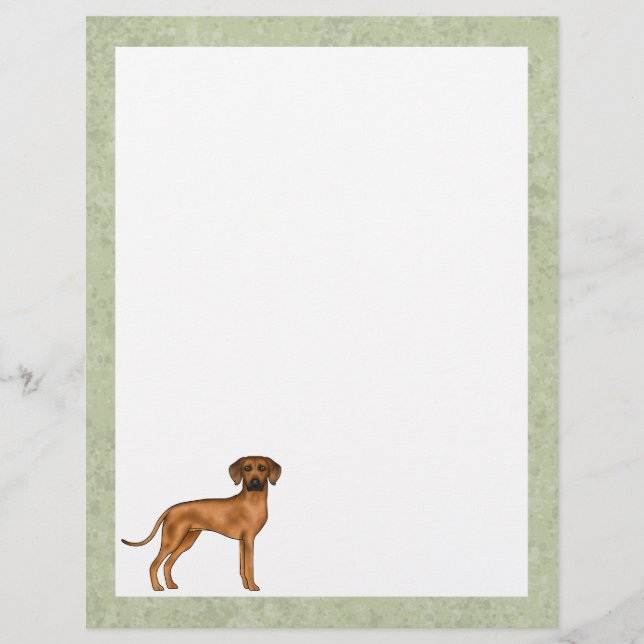 Rhodesian Ridgeback Cute African Lion Dog Green Letterhead (Front)