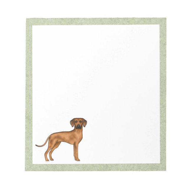 Rhodesian Ridgeback Cute African Lion Dog Green Notepad (Front)