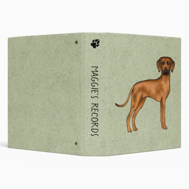 Rhodesian Ridgeback Cute Brown Dog With Text Green Binder (Background)