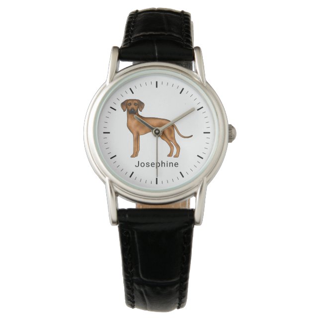 Rhodesian Ridgeback Cute Brown Lion Dog With Name Watch (Front)