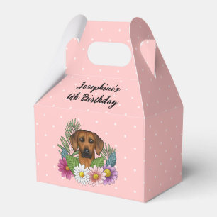 Rhodesian Ridgeback Dog And Flowers Birthday Party Favor Box