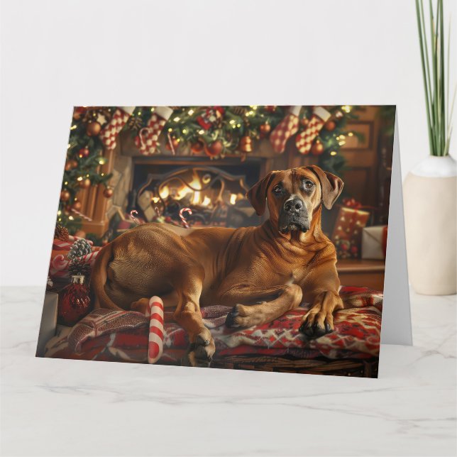 Rhodesian Ridgeback Dog Christmas Festive Card (Front)