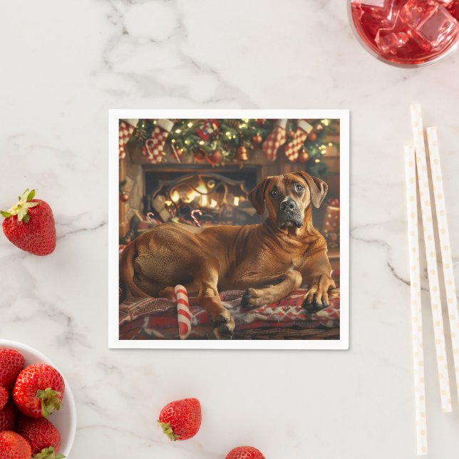 Rhodesian Ridgeback Dog Christmas Festive Napkin (Insitu)