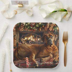 Rhodesian Ridgeback Dog Christmas Festive Paper Plate