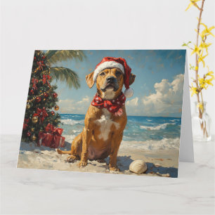 Rhodesian Ridgeback Dog Christmas Vintage Beach Card