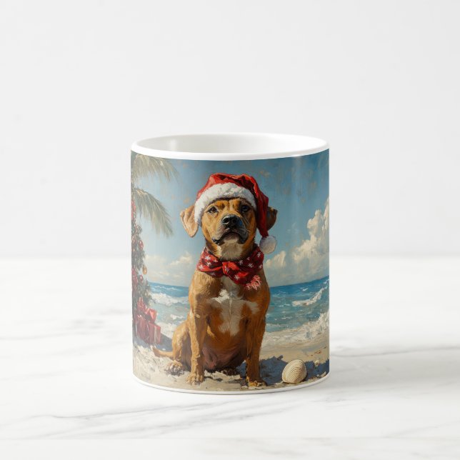 Rhodesian Ridgeback Dog Christmas Vintage Beach Coffee Mug (Center)