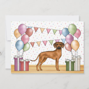 Rhodesian Ridgeback Dog Colourful Pastel Birthday Invitation
