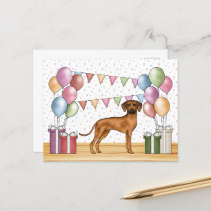 Rhodesian Ridgeback Dog Colourful Pastel Birthday Postcard