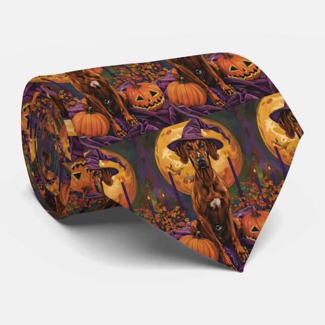 Rhodesian Ridgeback Dog Halloween Witch Pumpkin Tie (Rolled)