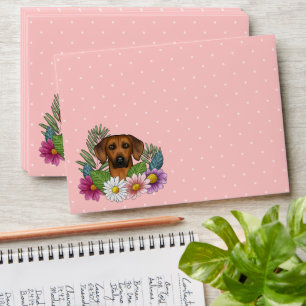 Rhodesian Ridgeback Dog Head Colourful Floral Pink Envelope