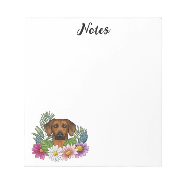 Rhodesian Ridgeback Dog Head Colourful Wildflowers Notepad (Front)