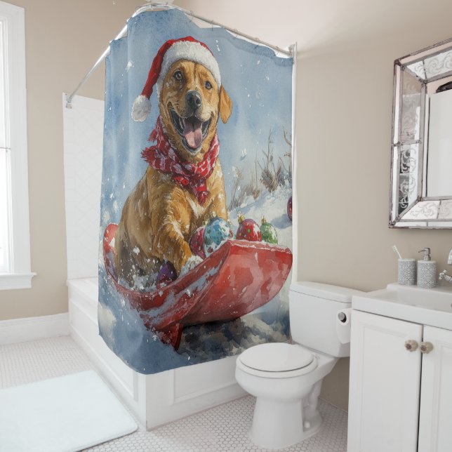 Rhodesian Ridgeback Dog in Sledge Christmas (In Situ)