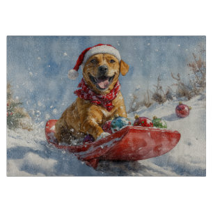 Rhodesian Ridgeback Dog in Sledge Christmas Cutting Board